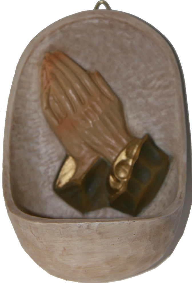 FADEDA Weihwasserkessel "Betende Hände"  / Höhe:13 cm / handbemalt / detailgetreue Krippen Figuren - Weihnachten Tisch Dekoration Krippe Zubehör