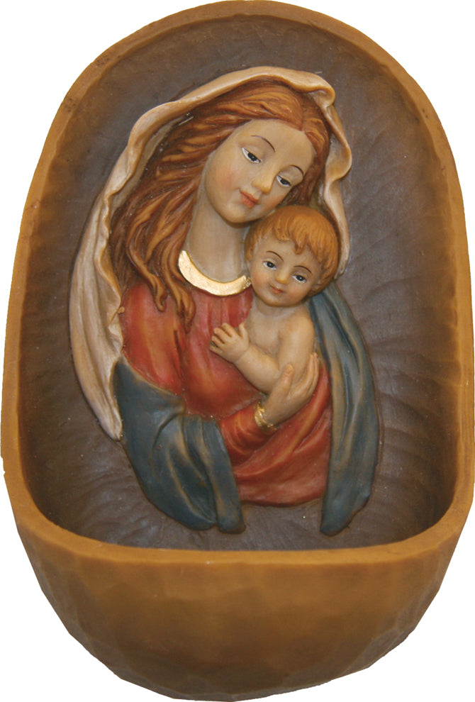 FADEDA Weihwasserkessel "Maria mit Kind"  / Höhe:13 cm / handbemalt / detailgetreue Krippen Figuren - Weihnachten Tisch Dekoration Krippe Zubehör