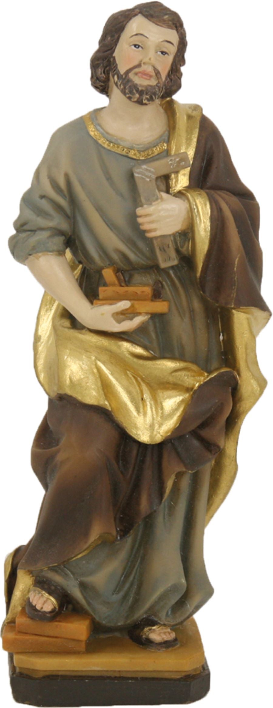 FADEDA Hlg. Josef mit Winkel und Hobel  / Höhe:15 cm / handbemalt / detailgetreue Krippen Figuren - Weihnachten Tisch Dekoration Krippe Zubehör