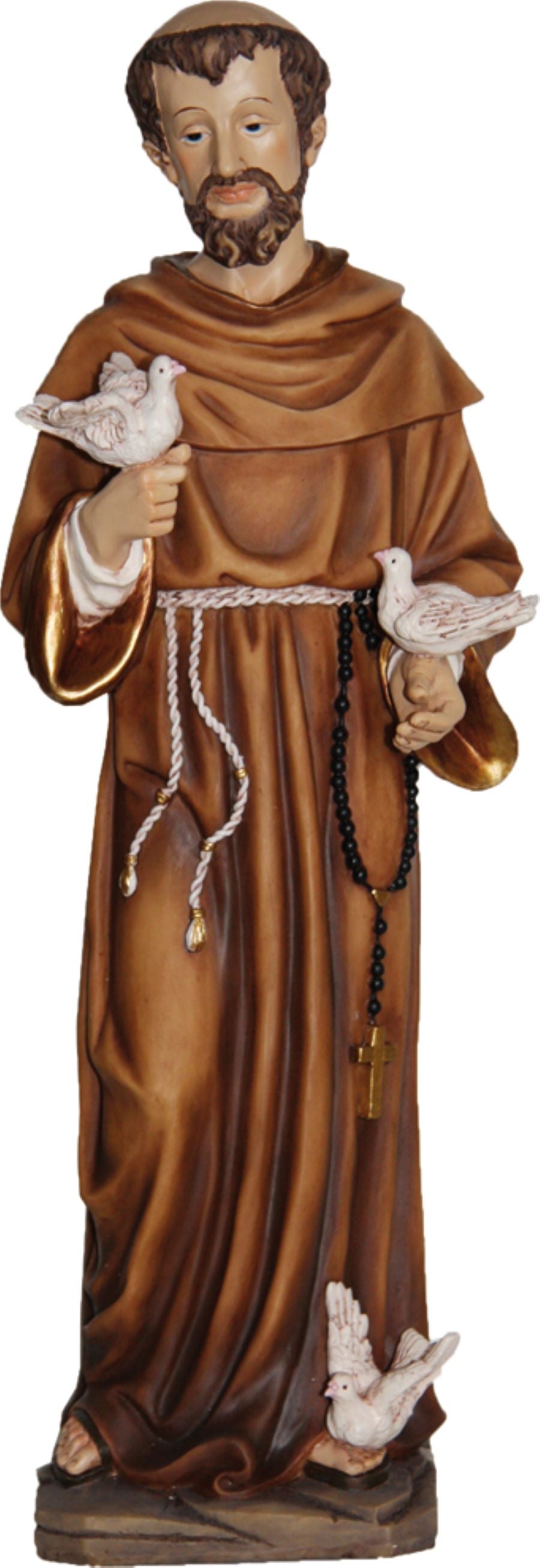 FADEDA Hlg. Franziskus mit Tauben  / Höhe:21 cm / handbemalt / detailgetreue Krippen Figuren - Weihnachten Tisch Dekoration Krippe Zubehör