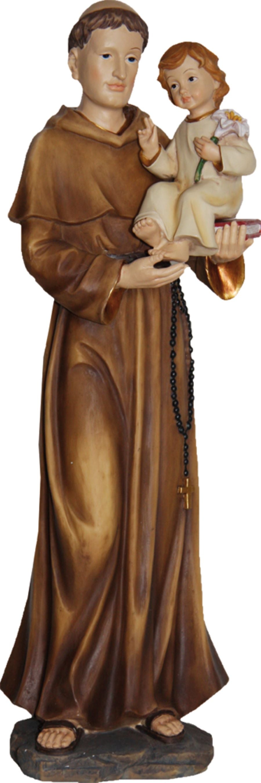 FADEDA Hlg. Antonius mit Kind und Lilie  / Höhe:41 cm / handbemalt / detailgetreue Krippen Figuren - Weihnachten Tisch Dekoration Krippe Zubehör