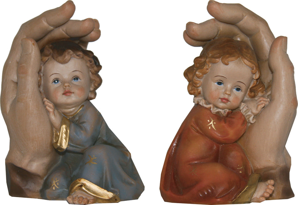 2x FADEDA Schützende Hände / Höhe:13 cm / handbemalt / detailgetreue Krippen Figuren - Weihnachten Tisch Dekoration Krippe Zubehör