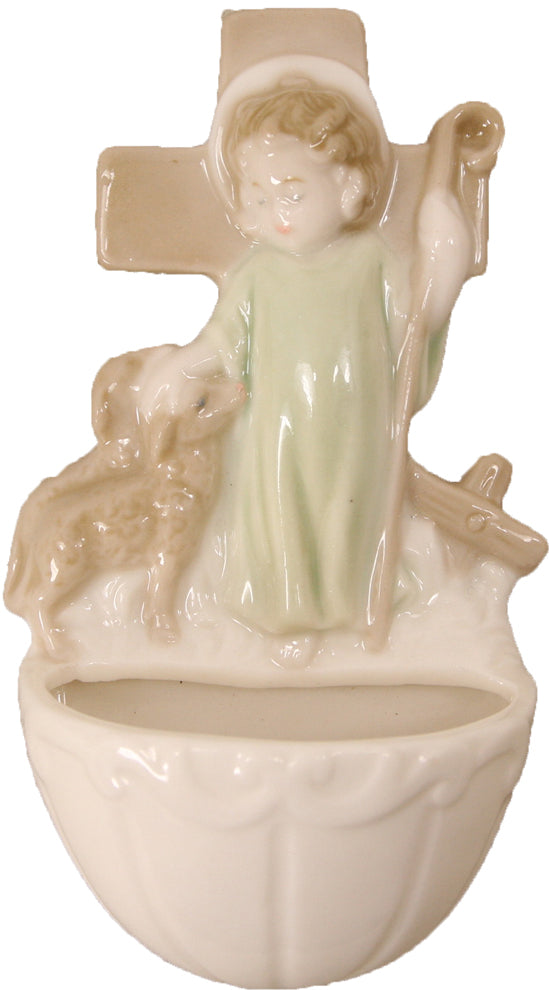 FADEDA Weihwasserkessel "Guter Hirte"  / Höhe:13 cm / handbemalt / detailgetreue Krippen Figuren - Weihnachten Tisch Dekoration Krippe Zubehör