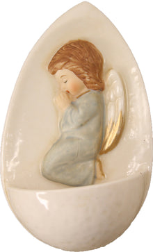 FADEDA Weihwasserkessel "Betender Engel"  / Höhe:10 cm / handbemalt / detailgetreue Krippen Figuren - Weihnachten Tisch Dekoration Krippe Zubehör