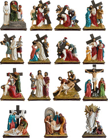 15x FADEDA Kreuzweg   / Höhe:20 cm / handbemalt / detailgetreue Krippen Figuren - Weihnachten Tisch Dekoration Krippe Zubehör
