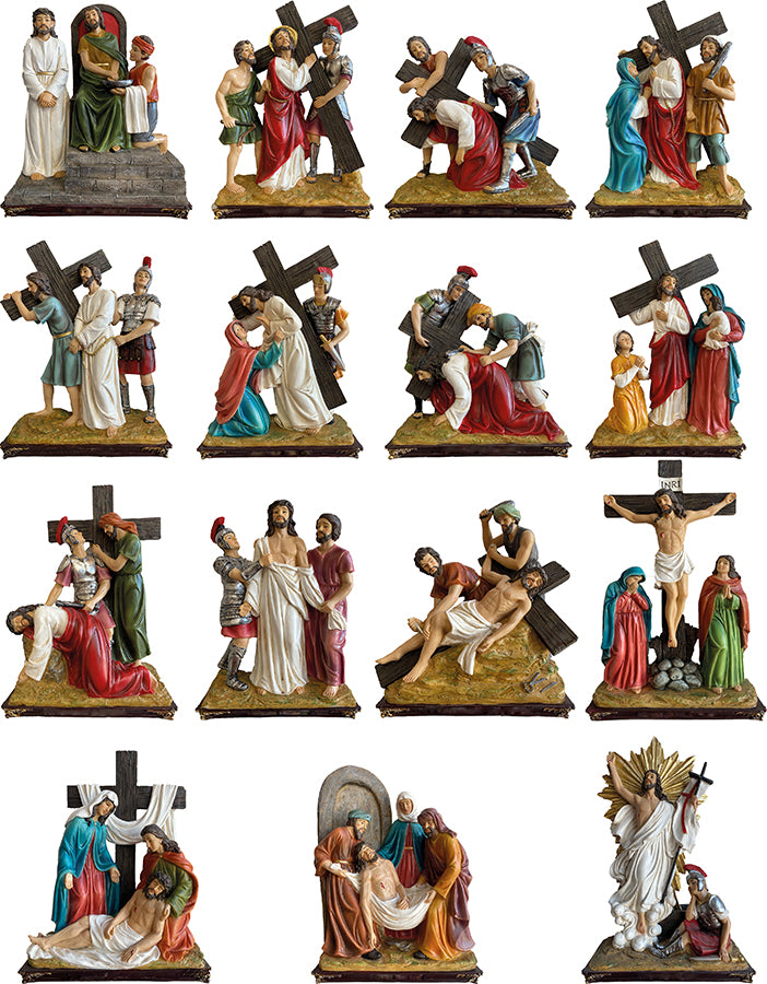 15x FADEDA Kreuzweg   / Höhe:20 cm / handbemalt / detailgetreue Krippen Figuren - Weihnachten Tisch Dekoration Krippe Zubehör