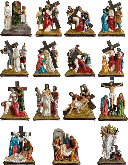 15x FADEDA Kreuzweg   / Höhe:20 cm / handbemalt / detailgetreue Krippen Figuren - Weihnachten Tisch Dekoration Krippe Zubehör