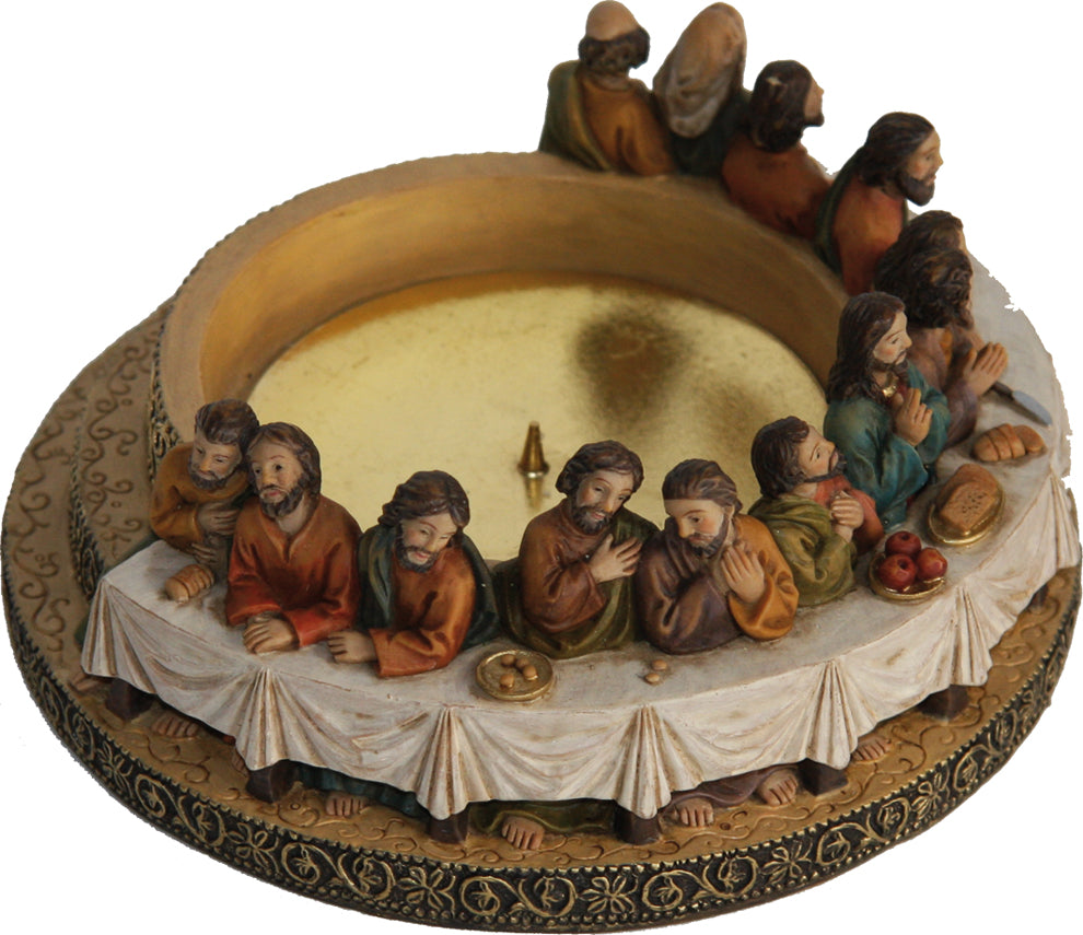 FADEDA Abendmahl Kerzenhalter  / Höhe:6 cm / handbemalt / detailgetreue Krippen Figuren - Weihnachten Tisch Dekoration Krippe Zubehör