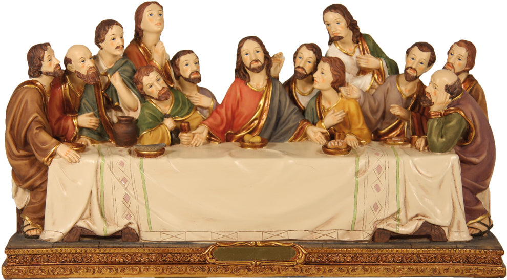 FADEDA Letztes Abendmahl  / Höhe:17 cm / handbemalt / detailgetreue Krippen Figuren - Weihnachten Tisch Dekoration Krippe Zubehör