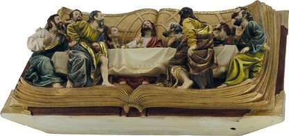 FADEDA Letztes Abendmahl im Buch  / Höhe:24 cm / handbemalt / detailgetreue Krippen Figuren - Weihnachten Tisch Dekoration Krippe Zubehör