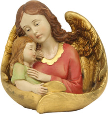 FADEDA Schutzengel mit Mädchen  / Höhe:11 cm / handbemalt / detailgetreue Krippen Figuren - Weihnachten Tisch Dekoration Krippe Zubehör