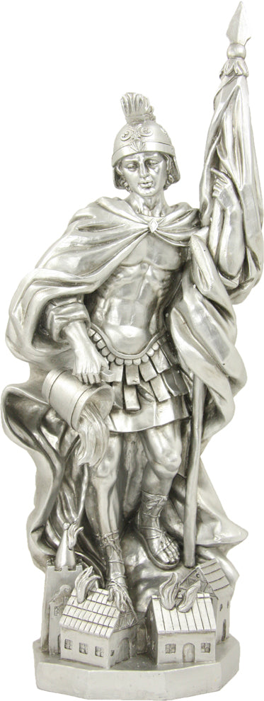 FADEDA Hlg. Florian, silbern, UV-best., antique-oil paint  / Höhe:28 cm / handbemalt / detailgetreue Krippen Figuren - Weihnachten Tisch Dekoration Krippe Zubehör