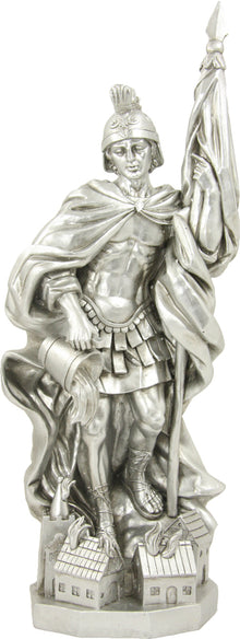 FADEDA Hlg. Florian, silbern, UV-best., antique-oil paint  / Höhe:36 cm / handbemalt / detailgetreue Krippen Figuren - Weihnachten Tisch Dekoration Krippe Zubehör