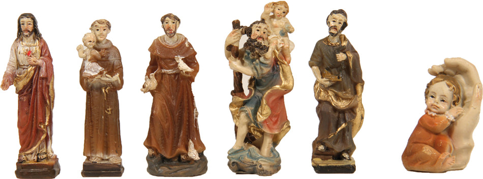 6x FADEDA Heiligenfiguren  / Höhe:5 cm / handbemalt / detailgetreue Krippen Figuren - Weihnachten Tisch Dekoration Krippe Zubehör