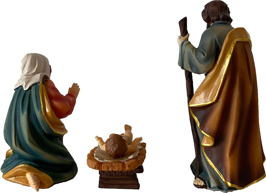 3x FADEDA Heilige Familie  / Höhe:11 cm / handbemalt / detailgetreue Krippen Figuren - Weihnachten Tisch Dekoration Krippe Zubehör