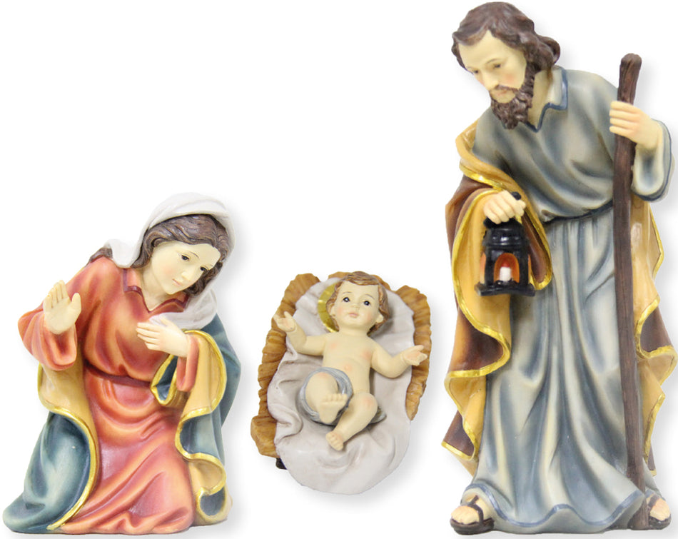 3x FADEDA Heilige Familie  / Höhe:11 cm / handbemalt / detailgetreue Krippen Figuren - Weihnachten Tisch Dekoration Krippe Zubehör