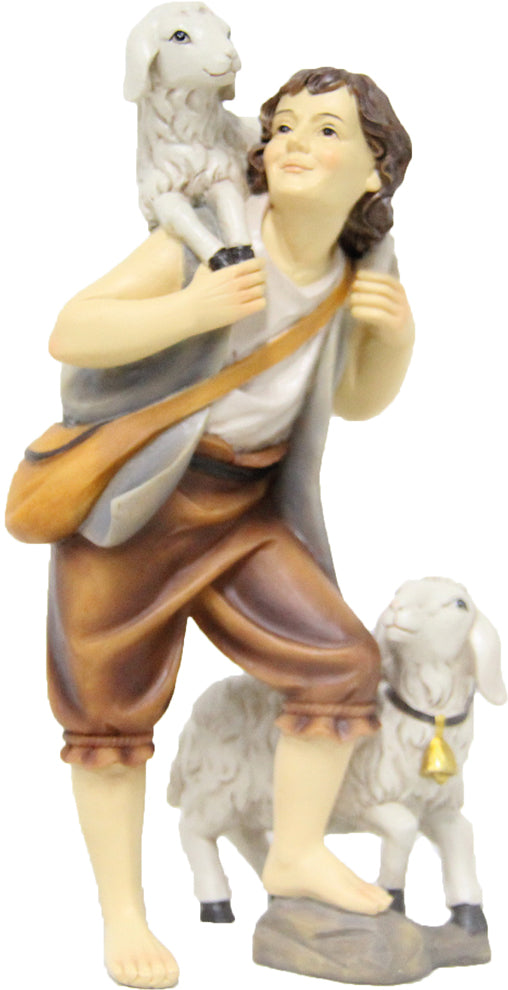 FADEDA Hirte mit Schafen  / Höhe:11 cm / handbemalt / detailgetreue Krippen Figuren - Weihnachten Tisch Dekoration Krippe Zubehör