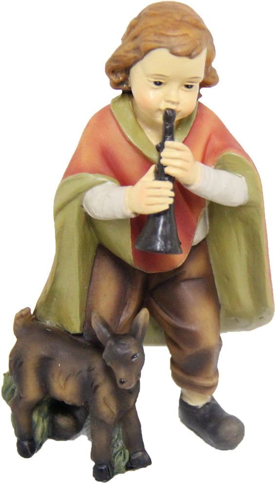 FADEDA Junge mit Ziege  / Höhe:11 cm / handbemalt / detailgetreue Krippen Figuren - Weihnachten Tisch Dekoration Krippe Zubehör