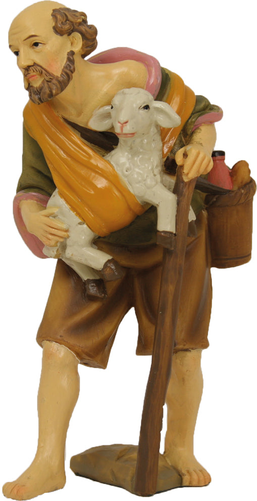 FADEDA Hirte mit Lamm  / Höhe:11 cm / handbemalt / detailgetreue Krippen Figuren - Weihnachten Tisch Dekoration Krippe Zubehör