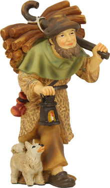 FADEDA Hirte mit Holz und Laterne / Höhe:11 cm / handbemalt / detailgetreue Krippen Figuren - Weihnachten Tisch Dekoration Krippe Zubehör