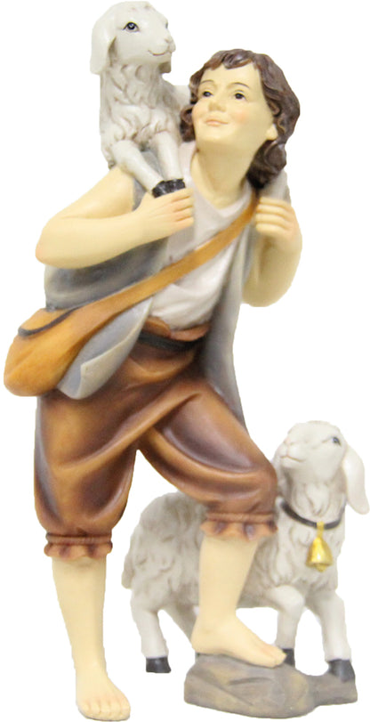 FADEDA Hirte mit Schafen  / Höhe:13 cm / handbemalt / detailgetreue Krippen Figuren - Weihnachten Tisch Dekoration Krippe Zubehör