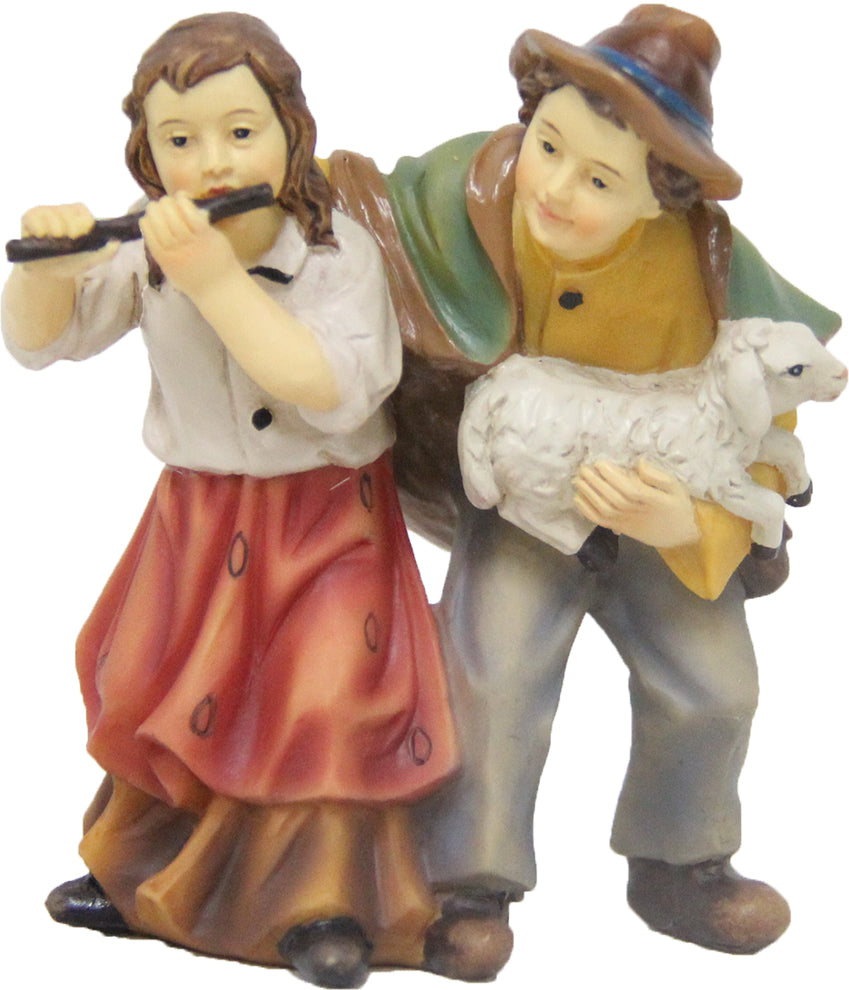 FADEDA Kinderpärchen  / Höhe:13 cm / handbemalt / detailgetreue Krippen Figuren - Weihnachten Tisch Dekoration Krippe Zubehör