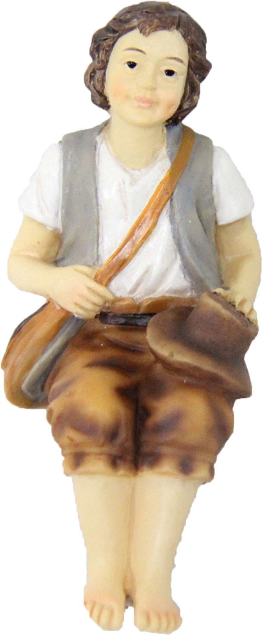 FADEDA Wanderer sitzend  / Höhe:7 cm / handbemalt / detailgetreue Krippen Figuren - Weihnachten Tisch Dekoration Krippe Zubehör