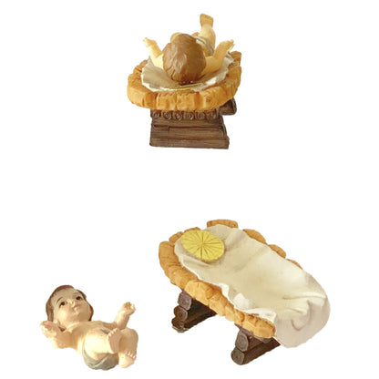 2x FADEDA Jesuskind mit Barren  / Höhe:7 cm / handbemalt / detailgetreue Krippen Figuren - Weihnachten Tisch Dekoration Krippe Zubehör