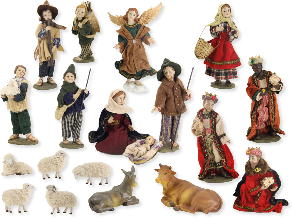 19x FADEDA Krippe alpenländisch, Ankleidefiguren  / Höhe:16 cm / handbemalt / detailgetreue Krippen Figuren - Weihnachten Tisch Dekoration Krippe Zubehör
