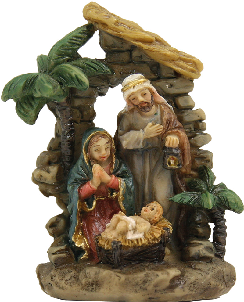 FADEDA Hlg. Familie, Krippenblock  / Höhe:5 cm / handbemalt / detailgetreue Krippen Figuren - Weihnachten Tisch Dekoration Krippe Zubehör