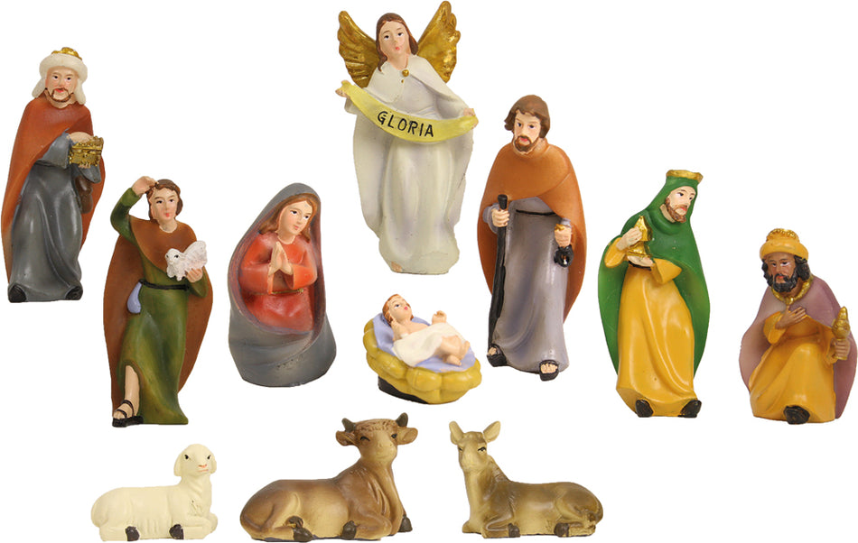 11x FADEDA Krippenfiguren  / Höhe:10 cm / handbemalt / detailgetreue Krippen Figuren - Weihnachten Tisch Dekoration Krippe Zubehör