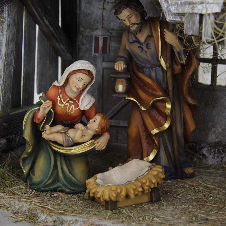 4x FADEDA Hlg. Familie  / Höhe:20 cm / handbemalt / detailgetreue Krippen Figuren - Weihnachten Tisch Dekoration Krippe Zubehör