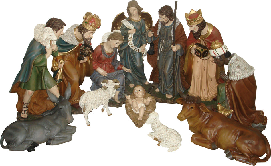 12x FADEDA Krippenfiguren / Höhe:60 cm / handbemalt / detailgetreue Krippen Figuren - Weihnachten Tisch Dekoration Krippe Zubehör