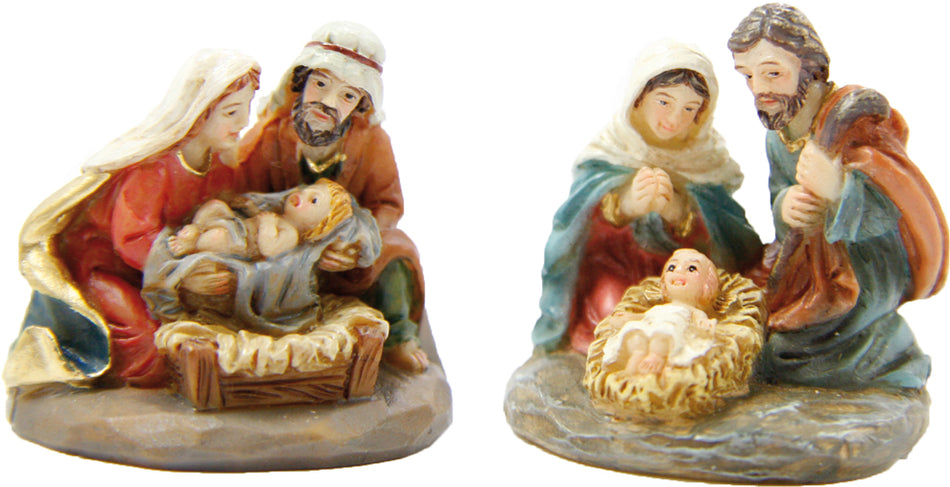 2x FADEDA Hlg. Familie, Krippenblock  / Höhe:3 cm / handbemalt / detailgetreue Krippen Figuren - Weihnachten Tisch Dekoration Krippe Zubehör