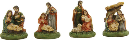 4x FADEDA Hlg. Familie, Krippenblock  / Höhe:3 cm / handbemalt / detailgetreue Krippen Figuren - Weihnachten Tisch Dekoration Krippe Zubehör