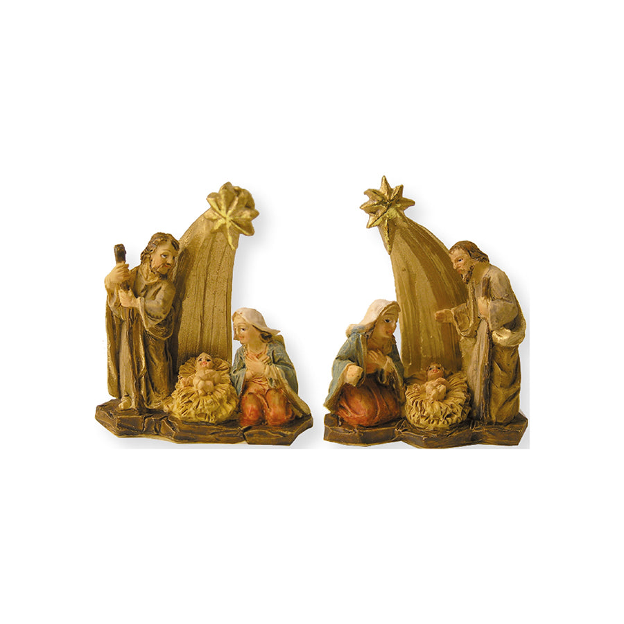 2x FADEDA Hlg. Familie, Krippenblock  / Höhe:4 cm / handbemalt / detailgetreue Krippen Figuren - Weihnachten Tisch Dekoration Krippe Zubehör