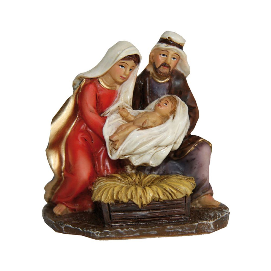 FADEDA Hlg. Familie, Krippenblock   / Höhe:6 cm / handbemalt / detailgetreue Krippen Figuren - Weihnachten Tisch Dekoration Krippe Zubehör