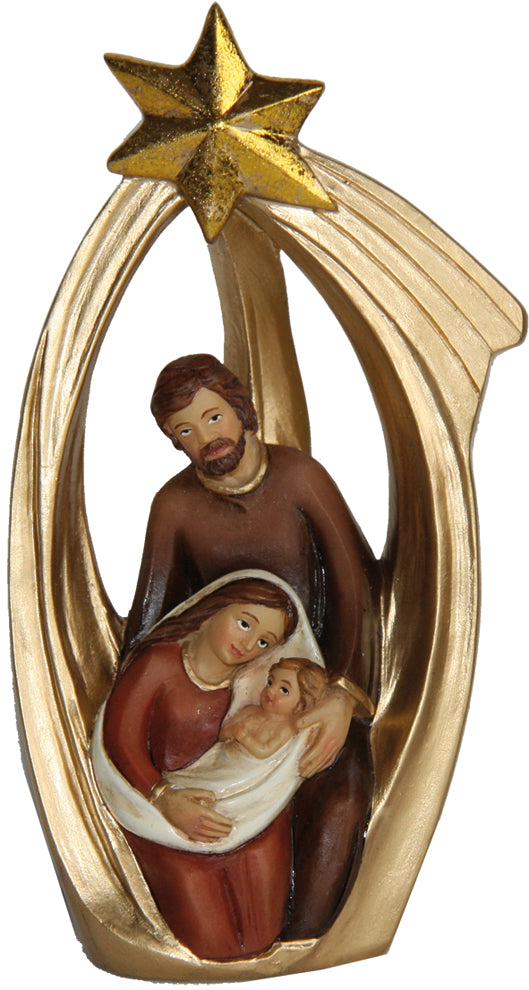 FADEDA Hlg. Familie, Krippenblock mit Komet   / Höhe:12 cm / handbemalt / detailgetreue Krippen Figuren - Weihnachten Tisch Dekoration Krippe Zubehör