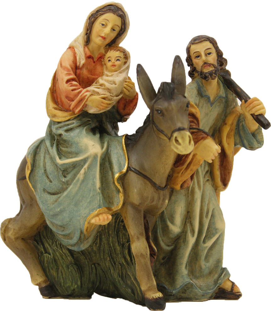 FADEDA Hlg. Familie auf der Flucht   / Höhe:9 cm / handbemalt / detailgetreue Krippen Figuren - Weihnachten Tisch Dekoration Krippe Zubehör