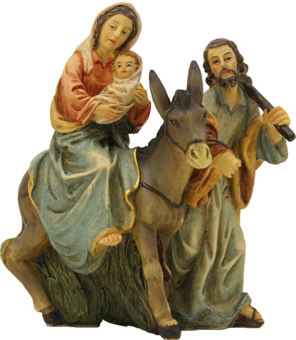 FADEDA Hlg. Familie auf der Flucht   / Höhe:9 cm / handbemalt / detailgetreue Krippen Figuren - Weihnachten Tisch Dekoration Krippe Zubehör