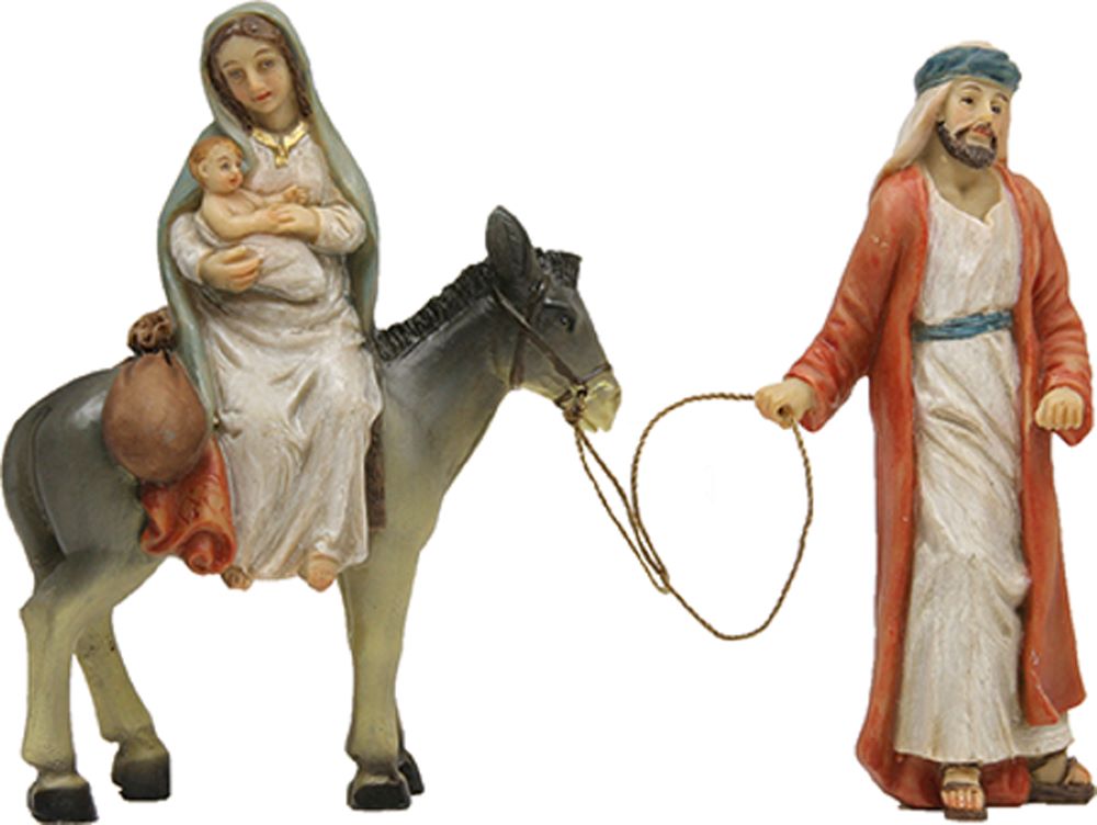 2x FADEDA Hlg. Familie auf der Flucht   / Höhe:15 cm / handbemalt / detailgetreue Krippen Figuren - Weihnachten Tisch Dekoration Krippe Zubehör