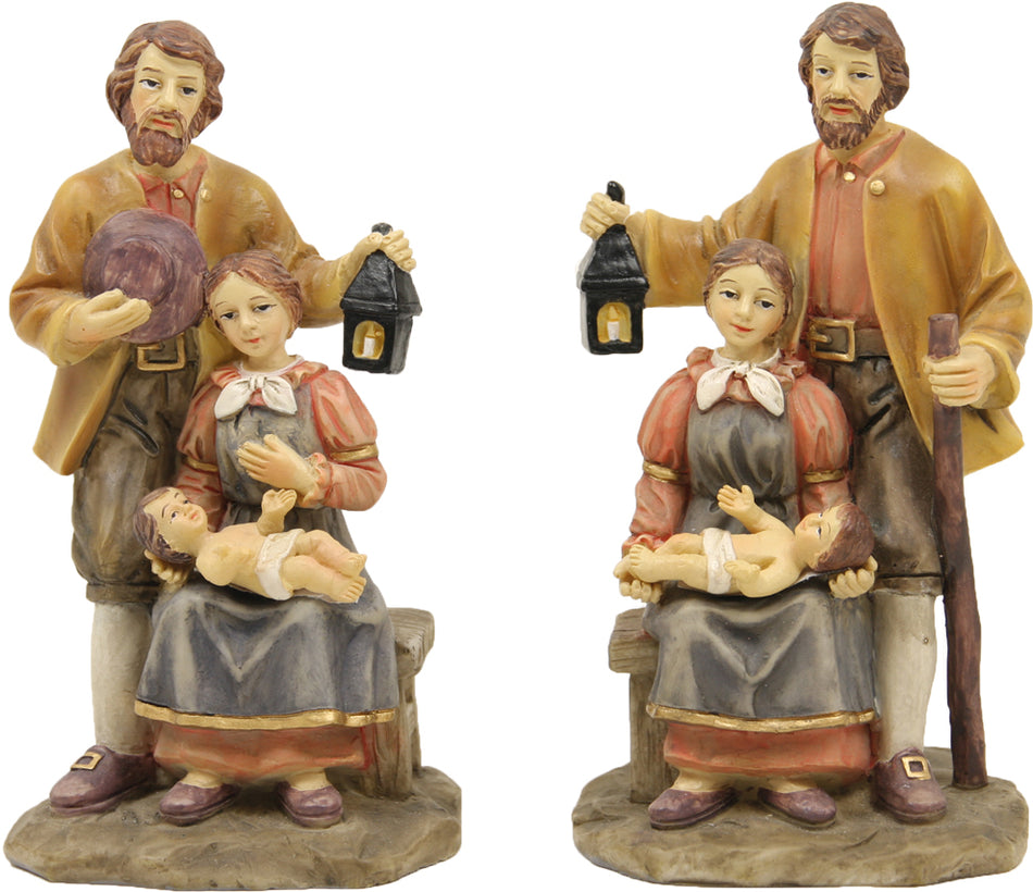 2x FADEDA Hlg. Familie, Krippenblock   / Höhe:11 cm / handbemalt / detailgetreue Krippen Figuren - Weihnachten Tisch Dekoration Krippe Zubehör