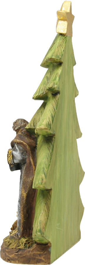 FADEDA Hlg. Familie unter Tannen, Krippenblock   / Höhe:16 cm / handbemalt / detailgetreue Krippen Figuren - Weihnachten Tisch Dekoration Krippe Zubehör
