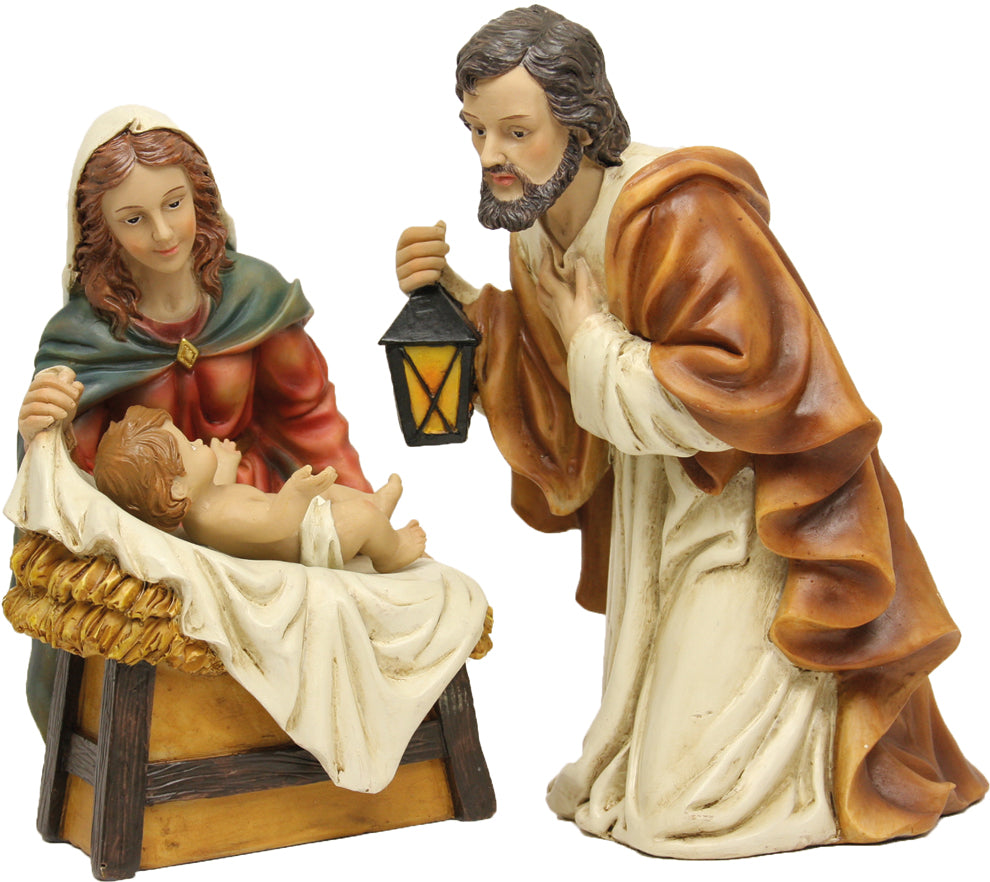 3x FADEDA Heilige Familie   / Höhe:10 cm / handbemalt / detailgetreue Krippen Figuren - Weihnachten Tisch Dekoration Krippe Zubehör