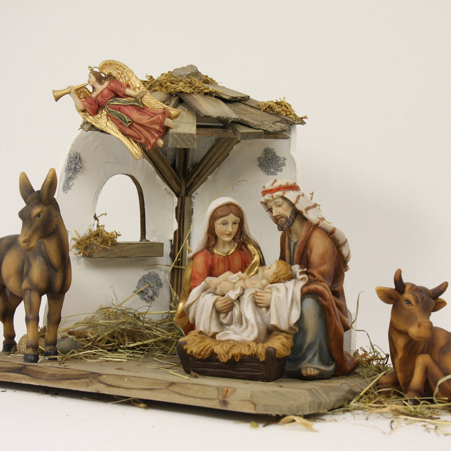2x FADEDA Heilige Familie orientalisch, Krippenblock   / Höhe:13 cm / handbemalt / detailgetreue Krippen Figuren - Weihnachten Tisch Dekoration Krippe Zubehör