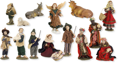 15x FADEDA Krippenfiguren alpenländisch, Ankleidefiguren   / Höhe:10 cm / handbemalt / detailgetreue Krippen Figuren - Weihnachten Tisch Dekoration Krippe Zubehör