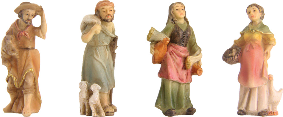 4x FADEDA Krippenfigure, Zusatzfiguren   / Höhe:4 cm / handbemalt / detailgetreue Krippen Figuren - Weihnachten Tisch Dekoration Krippe Zubehör