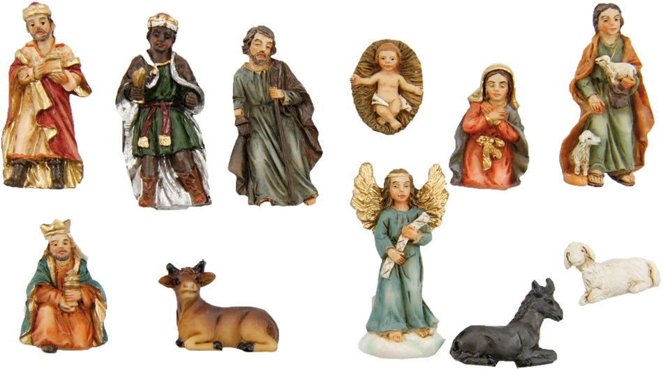 11x FADEDA Krippenfiguren   / Höhe:4 cm / handbemalt / detailgetreue Krippen Figuren - Weihnachten Tisch Dekoration Krippe Zubehör