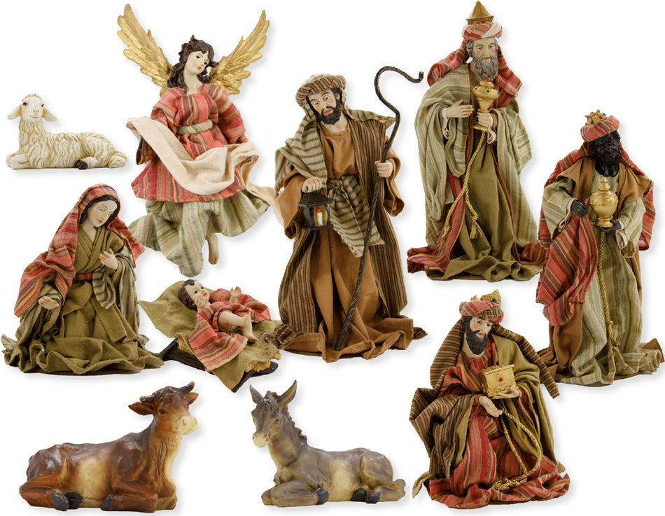 10x FADEDA Krippenfiguren orientalisch, Ankleidefiguren   / Höhe:30 cm / handbemalt / detailgetreue Krippen Figuren - Weihnachten Tisch Dekoration Krippe Zubehör