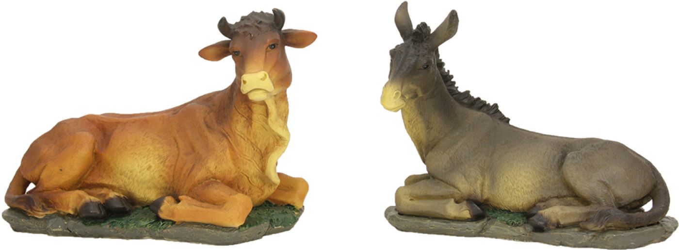 2x FADEDA Ochs und Esel   / Höhe:17 cm / handbemalt / detailgetreue Krippen Figuren - Weihnachten Tisch Dekoration Krippe Zubehör